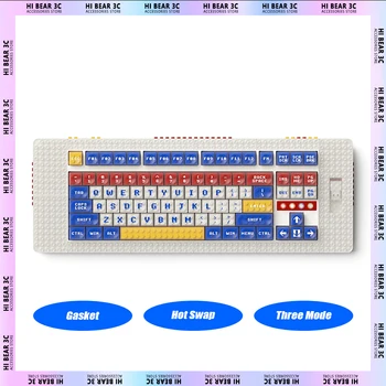 Полагане на MelGeek Pixel Hotswap Механична клавиатура Градивен елемент Безжична Bluetooth Трехрежимная RGB клавиатура със задно осветяване на поръчка за PC