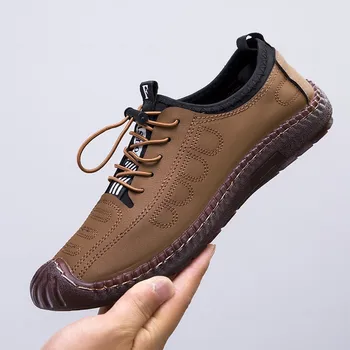 Модерен мъжки ежедневни тънки обувки с мека подметка в стил ретро; новост 2023 г.; сезон пролет-есен, мъжки дишащи обувки дантела с изрезки;