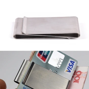 Унисекс, държач за кредитни ID-карти от неръждаема стомана, чантата за банкноти, тънък джоб скоба за пари