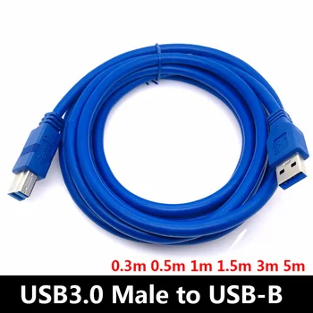 Кабел за принтер, USB 3.0 Кабел за предаване на данни от един мъж към мъж B Висока Скорост 0.3/0.5/1/1.5/1.8/3/5 Универсален USB зареждане, за на пренос на данни M