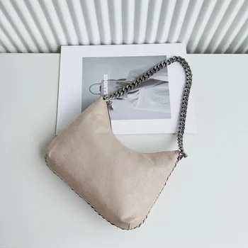 Полиэстеровая мини чанта Falabella на ципове на рамото си, Класически Дамски Брандираната чанта-скитник с Веригата, Луксозна Дамска Модна Дизайнерска чанта
