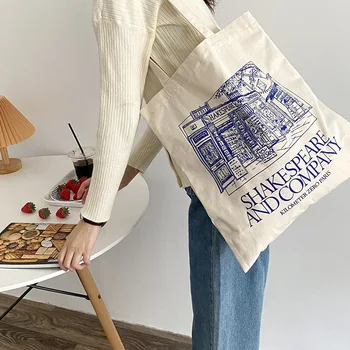 Дамски холщовая чанта през рамо с принтом Шекспир, чанти за пазаруване, памучен плат, тъканни хранителни чанти, чанта за книги, женствена чанта