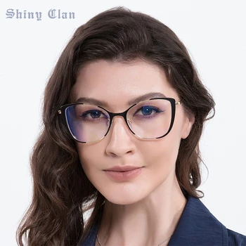 Моден тренд 2023 година, очила за четене със защита от синя светлина, женски нови очила в метални рамки Котешко око, модни очила в рамки поляризованной