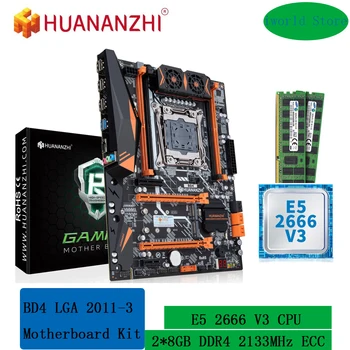 Комплект дънната платка XEON X99 HUANANZHI BD4 LGA 2011 v3 с процесор Intel E5 2666 v3 и комбиниран набор от памет DDR4 RECC обем 16 GB (2*8G) NVME NGFF