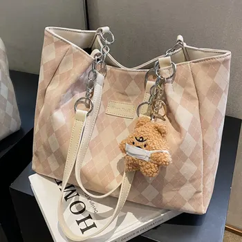 Японски и Корейски Модерна Дамска чанта с Голям капацитет, ръчна чанта на обаждане, Дизайнерска чанта, Нова Ежедневни Проста чанта-тоут с едно рамо