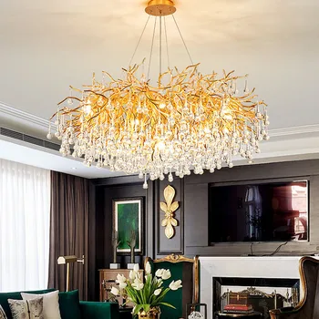 Модерна led луксозен кристален полилей, декорация на хола, полилеи, осветление, Вила, окачена лампа под формата на капки вода