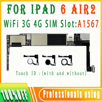 100% Оригинален Чист iCloud A1567 3G Wifi 4G Клетъчна Версия С Пълна Чипированной Дънна Платка За iPad 6 Air 2 дънна Платка Логика Платка
