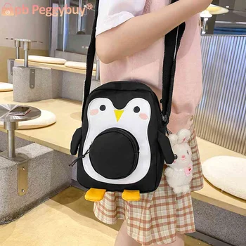Дамски чанта през рамо, сладък Кавайный случайни чантата си, найлонова чанта-месинджър, cartoony Пингвин, сладко чанта през рамо за момичета, чанти-чанти