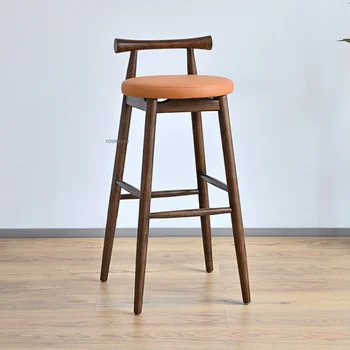 Дървен бар маса с дисков основа, Висока маса за Хранене с минималистичен Бар стол, Кухненски стойка, Дървени Cadeiras Стоки за дома