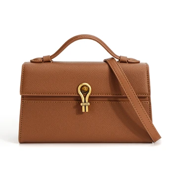 Малка квадратна дамска чанта, луксозна модна дизайнерска чанта от телешка кожа с принтом дланта на ръката си чанта през рамо, чантата от естествена кожа, новост 2023 година