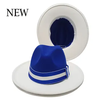Нова оцветен фетровая шапка за жени, джаз шапки, Ковбойская шапка, Мъжка шапка, градиент шапка, Цилиндър, Панама, църковна шапка на Едро