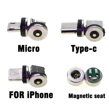 1 бр. кръгла магнитен мъжки Micro USB Магнитен кабел за зарядно устройство, включете USB Type C, магнитен кабелен адаптер, завъртане на 360 с 8-контактни топчета