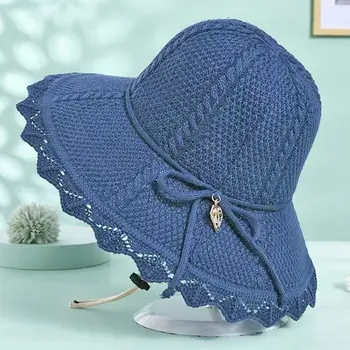 Сгъваема дамска лятна шапка, плажна шапка, за пътуване по море, градинска сламена шапка, солнцезащитная шапка с лък