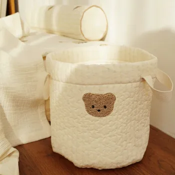 Бродирана мечка, стеганая детска чанта за съхранение на играчки, чанти за мама, една кофа за съхранение, настолен Органайзер