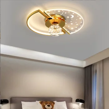 Полилей модерен led тавана лампа за спални с дистанционно управление, Nordic Gypsophila Room, Творчески златни Лампи за помещения, окачен лампа