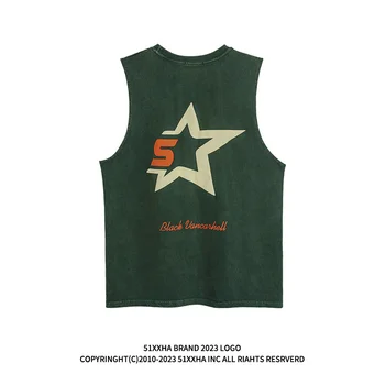 Баскетболно спортна риза с принтом улица звезда в стил хип-хоп, мъжка лятна модна тениска без ръкави, сладка двойка, хип-хоп жилетка