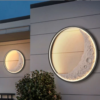 Led осветление стена Текстура на Луната екстремни Лунен Грунд Лицето Полумесец Пейзаж осветление и Декоративни стенни лампи в коридора на хотела