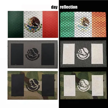 Знаме на Мексико, Светоотражающая IR нашивка, Мексикански знамена, Тактическа армия военна емблема, апликации, 3D Икони, ленти с куки и вериги за дрехи