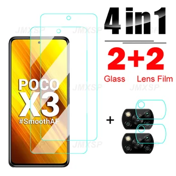 закалено Стъкло 4в1 За Xiaomi Poco X3 X4 X5 F2 Pro Защитно Стъкло За Xiaomi Poco X3 X4 NFC F3 F4 GT X2 C40 C50 C55 Фолио за обектива