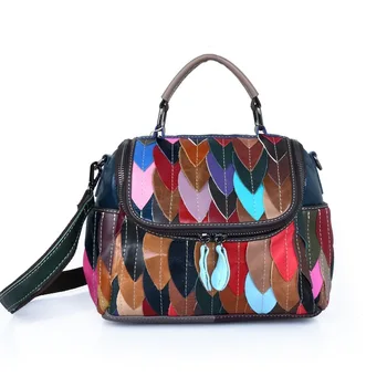 Дамска чанта за през рамото от 100% естествена кожа, модни дамски чанти-месинджър, цветни вязаная чанта, кръгла чанта, дамски телефон през рамо