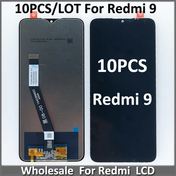 Продажба на едро, 10 бр/лот, за Xiaomi Redmi 9, LCD дисплей с сензорен екран, подмяна на Redmi9 M2004J19AG