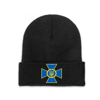 Украйна емблемата на Украинската Служба за сигурност Плетене Вязаная Капачка Бини Шапки Тюбетейки Шапки Ски Beanies Меки ШляпкиКапоты