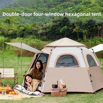 Градинска автоматична палатка за бързо отваряне на 3-4/5-8 души, Фамилна палатка миг инсталация на открито с чанта Rainfly, водоустойчив палатка за къмпинг