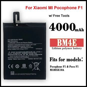 100% Оригинална качествена работа на смени батерията BM4E за Xiaomi MI Pocophone Poco F1 батерия за телефона 4000 mah + безплатен инструмент