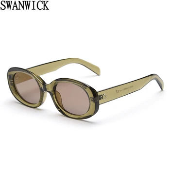 Модни овални слънчеви очила Swanwick, мъжки поляризирани UV400, ретро слънчеви очила за жени, летен стил, зелено, кафяво, хит на продажбите 2023