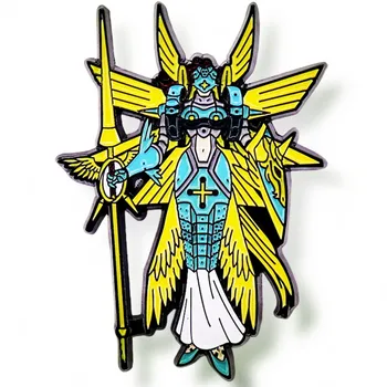 Angemon Digimon Tri Angel Бродерия на кръстат бод Эмалевая жени Брошка Метални Значки Игли за ревери Брошки за раници Бижута и Аксесоари