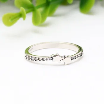 Ново модно оригинален пръстен с искрящи от звездите от сребро 925 проба за жени, сватбени халки за годеж, директна доставка на Едро