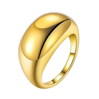 Женски пръстен Масивни пръстени с купол, позлатени наращиваемые пръстени с дебела лента за жени, минималистичные декорации на пръсти, Размер на 5 12