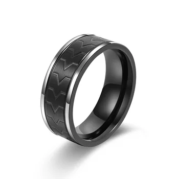 Креативен фигура гуми от неръждаема стомана, с черно покритие, мъжки годежни пръстени, бижута, подаръци