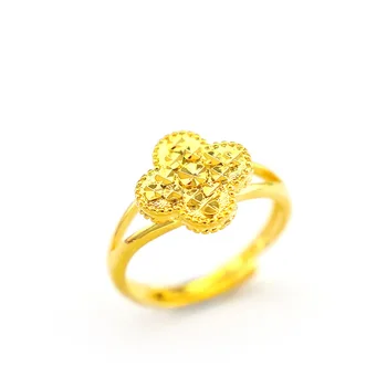 Естествени пръстен от жълто злато, 18 карата, с регулируема играта под формата на кръст за жени, Сватбени и годежни пръстени, Мода изискани бижута, Коледни подаръци
