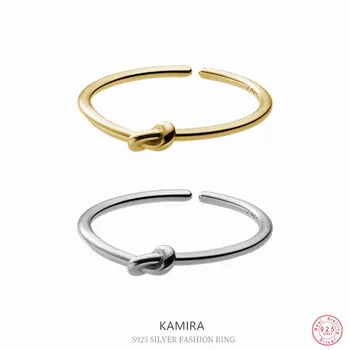 KAMIRA Стерлинговое сребро 925 проба Корейската мода Прост въженият възел Открити пръстени за жени Регулируеми пръстени Парти Банкети Бижута Подарък на едно момиче