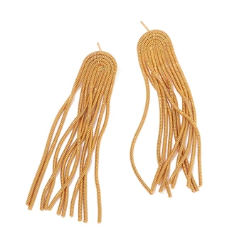 Youthway Модни обеци с пискюли от неръждаема стомана в златист цвят, 18-каратово позлатените водонепроницаемое луксозно бижу, подарък