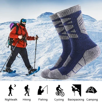 Чорапи за спорт на открито Зимни спортни чорапи до коляното, утолщающие комфортен усвояването на пот за катерене, бягане, разходки