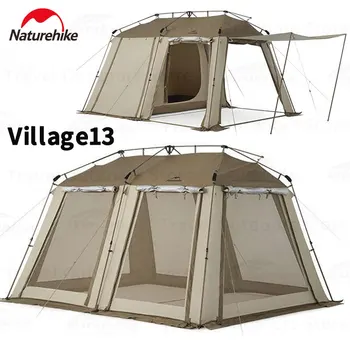Naturehike 2023 New Village13 Автоматична палатка Водоустойчив 210D Быстроразъемная туристическа палатка за 4 човека със сянката на едно докосване, Навес за палатки