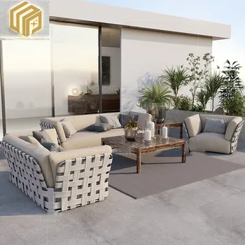 Градинска мебел, сплетен диван от ратан, вътрешен двор, защита от слънцето, водоустойчив вила, градина, тераса, комбиниран диван за почивка