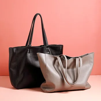 2 Чанта, дамска чанта, трендови чанти-тоут за жени, чанта през рамо от естествена телешка кожа, дамски голямата голям черен сив ежедневна чанта за всеки ден
