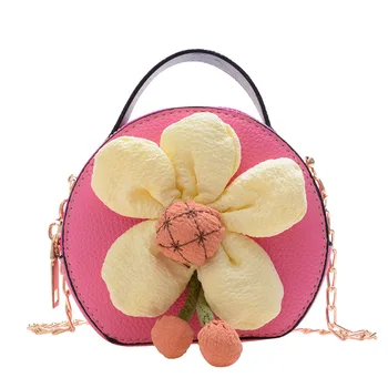 Детска чанта, сладка освежаваща ръчна чанта с цветя модел, чанта през рамо с веригата, раница за момичета в западен стил