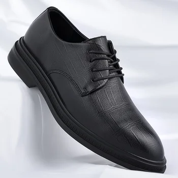 Оксфорд Луксозна Бизнес елегантен мъжки кожени обувки от дишаща гума в британския стил, официалната кожена модни обувки