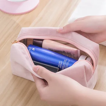 Открит момиче преносим червило пътна чанта за съхранение на косметичка дамски однотонная козметика красота фланелевая чанта за съхранение