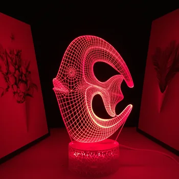 Модел риба на животните 3D led нощна светлина Декор спални за детски фестивал Подаръци за рожден ден, 7 Цвята с дистанционно управление Неонова лампа