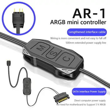 Контролер за синхронизация Argb 5v 3 Pin Към кабела контролер Sata Mini Argb Удлините кабел Дължина За повечето устройства на 5v Argb Rgb Argb