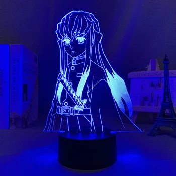 Led Лампа Аниме Demon Slayer Muichiro Tokito за детска спални, интериор, осветление, Подарък за рожден Ден, Манга, 3d лека нощ Kimetsu No Yaiba