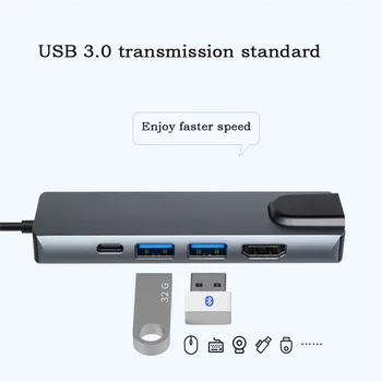 ХЪБ USB Type C до 100 Mbps Gigabit Ethernet RJ-45 4K HDTV USB Порт 3,0 2,0 с Адаптер PD Extensior Докинг станция
