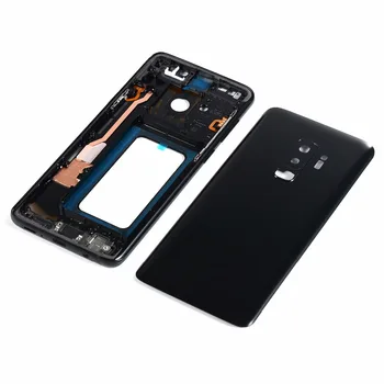 За Samsung Galaxy S9 G960 G960F корпус Метална средната рамка + Задната част на кутията на батерията, стъкло + Капак на обектива на камерата