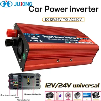 JUXING Автомобилен Инвертор Мощност 8000 Watts Универсален Преобразувател на постоянен ток 12 v/24 НА 220V С USB порт и Жак за автомобила, дома, на открито