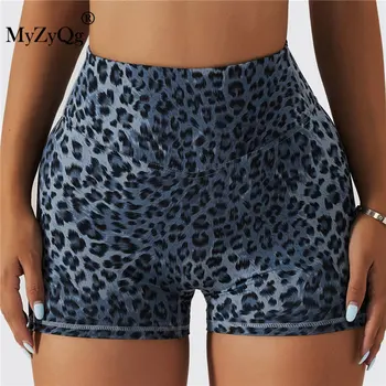 MyZyQg, дамски къси Панталони за йога с леопардовым принтом, Прасковени бедрата, Сексуална Висока Талия, стегнати панталони, Камуфляжные панталони за фитнес и джогинг